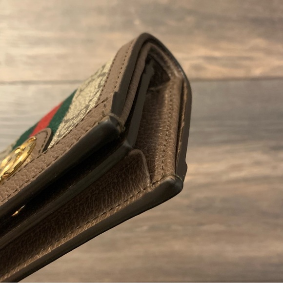 ❌SOLD❌ Gucci Ophidia Beige/Ebony GG Supreme Canvas and Leather Card Wallet - Picture 6 of 14